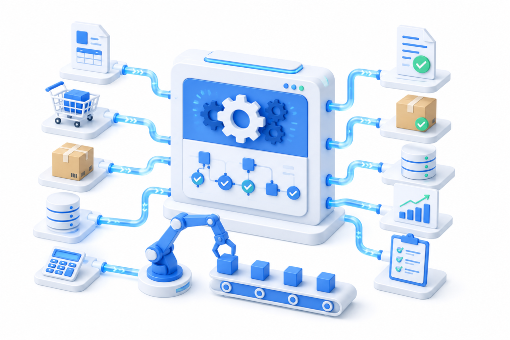 Automated workflow connecting orders, production and documents in Business Central