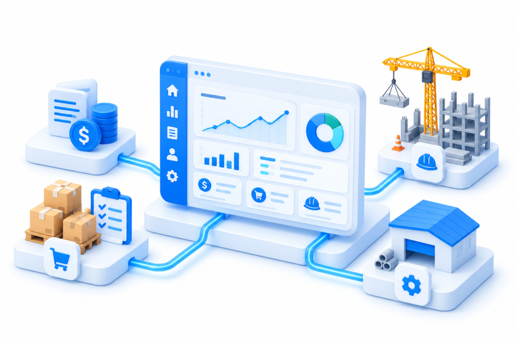 Business Central connecting construction projects, costs, purchasing and finance