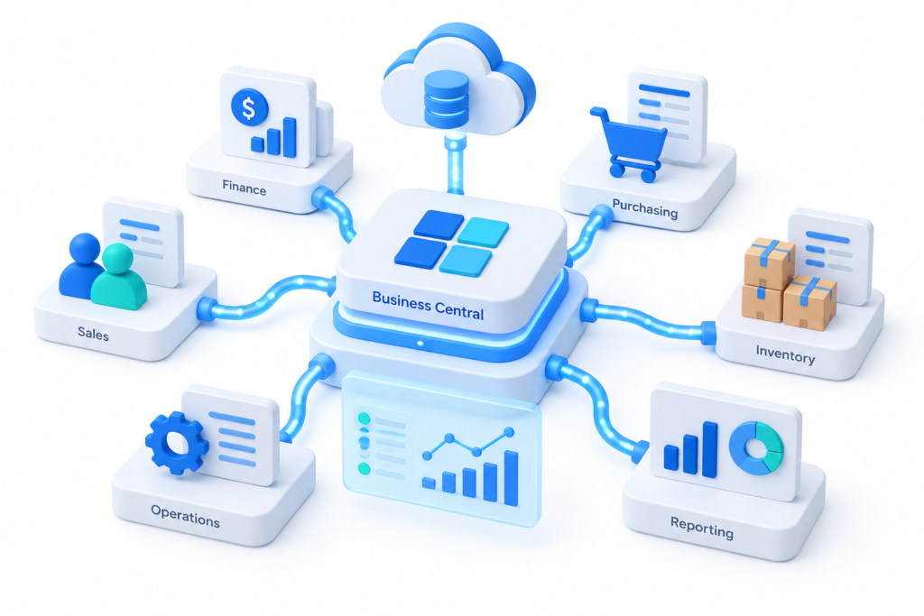 Business Central bringing finance, sales, purchasing and inventory processes together
